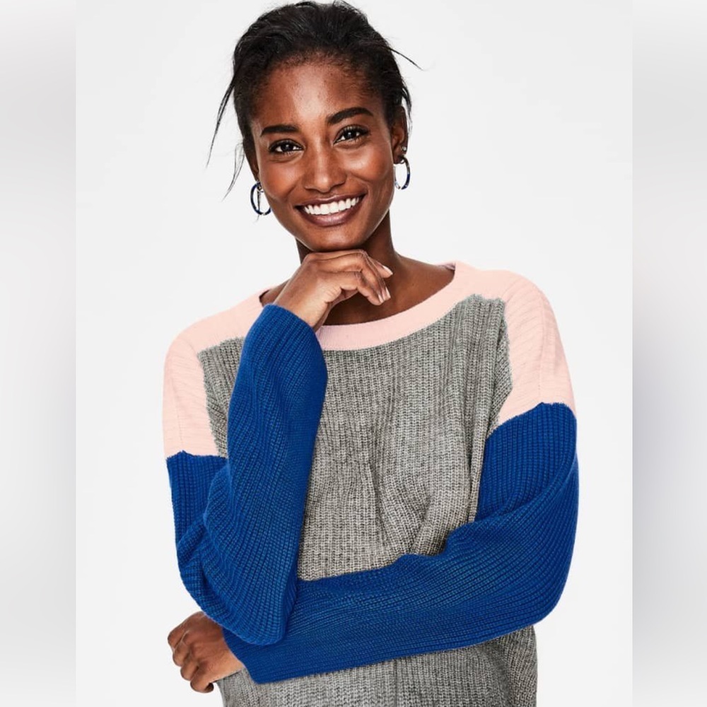 Boden Sophie color block sweater size XL grey/pink/blue